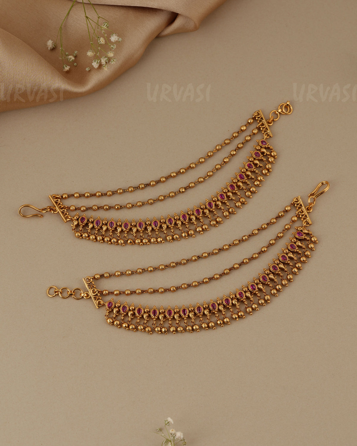 Gold-Toned Three-Layer  Ear Chain EC 112