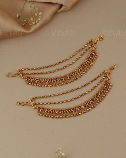 Gold-Toned Three-Layer  Ear Chain EC 112
