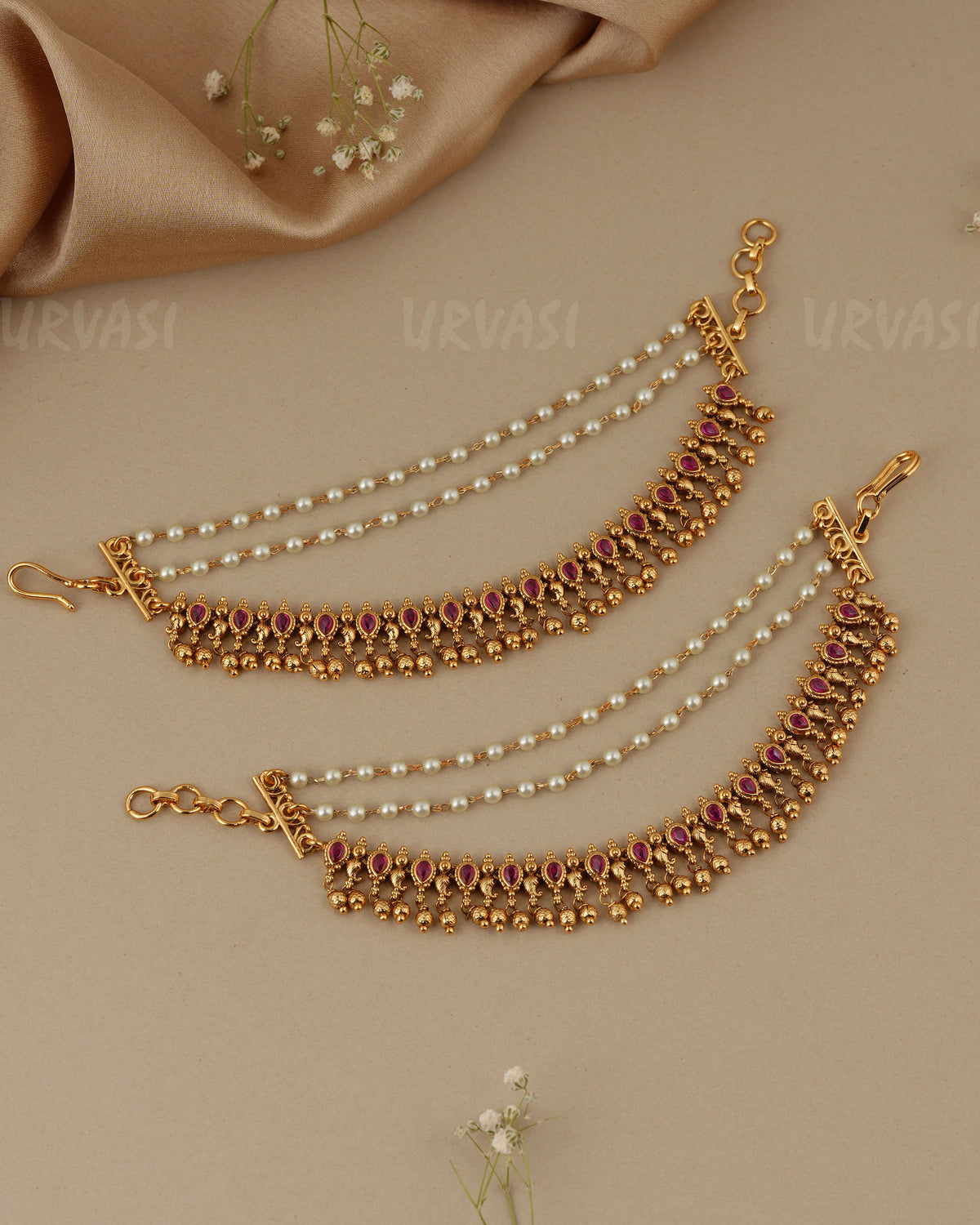 Gold-Toned Three-Layer  Ear Chain EC 112