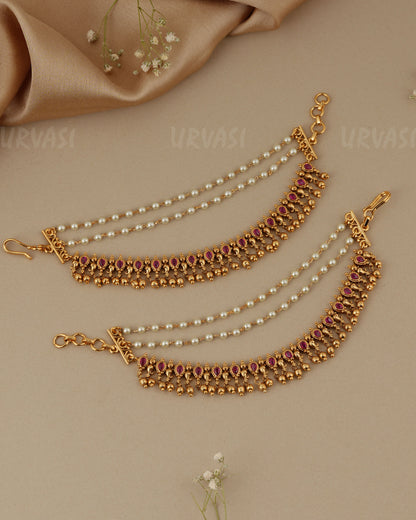 Gold-Toned Three-Layer  Ear Chain EC 112