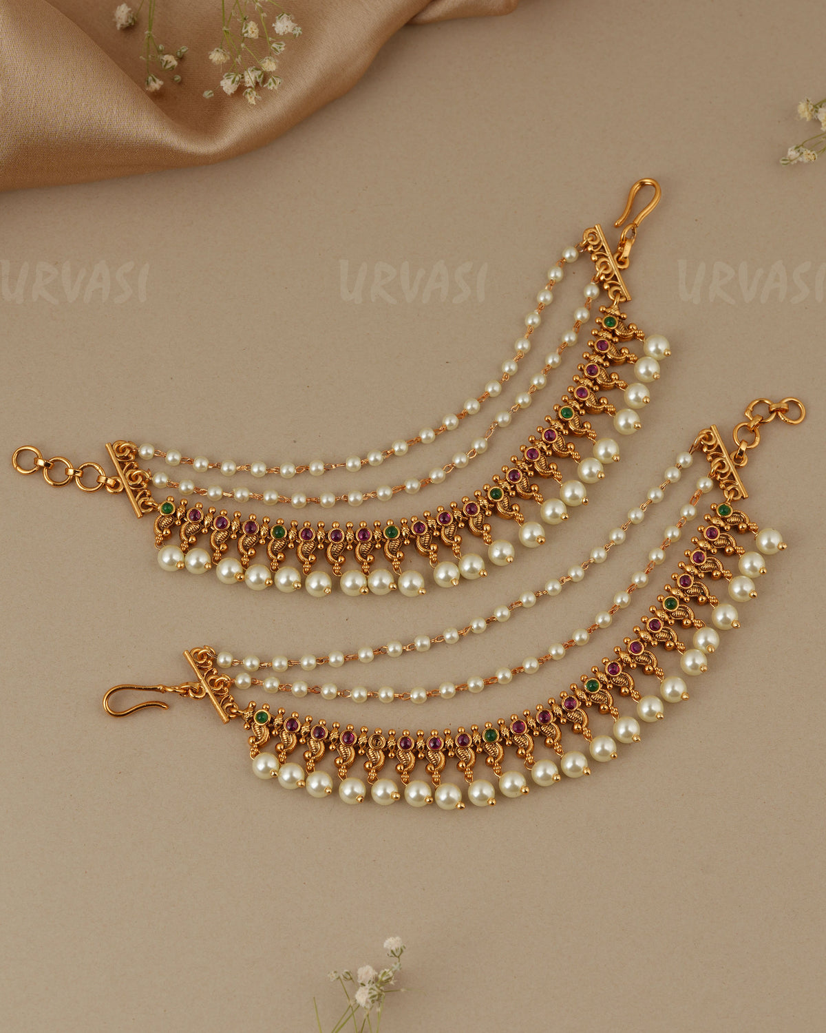 Gold-Toned Three-Layer  Ear Chain EC 111