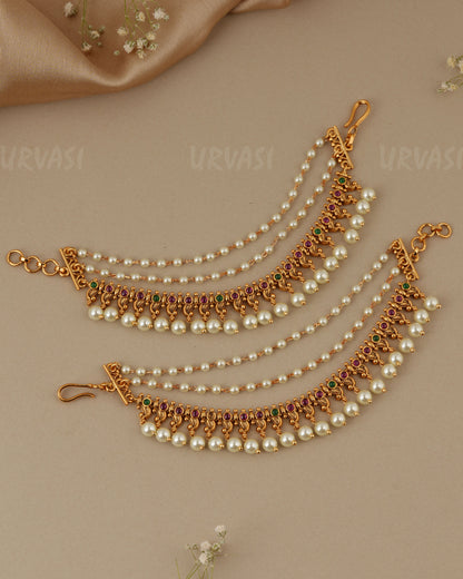 Gold-Toned Three-Layer  Ear Chain EC 111
