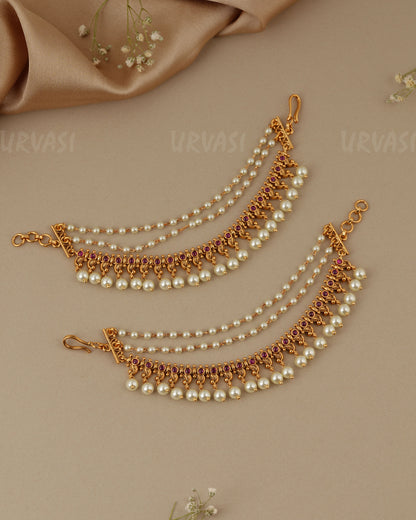 Gold-Toned Three-Layer  Ear Chain EC 111