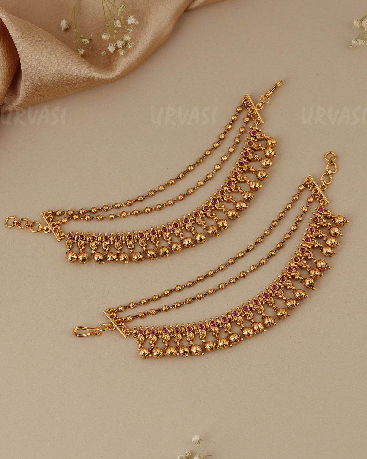Gold-Toned Three-Layer  Ear Chain EC 111