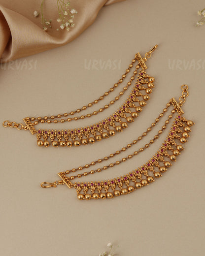 Gold-Toned Three-Layer  Ear Chain EC 111