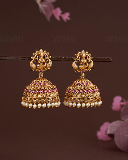 Gold-Toned Lakshmi Jhumka Earrings ER 704