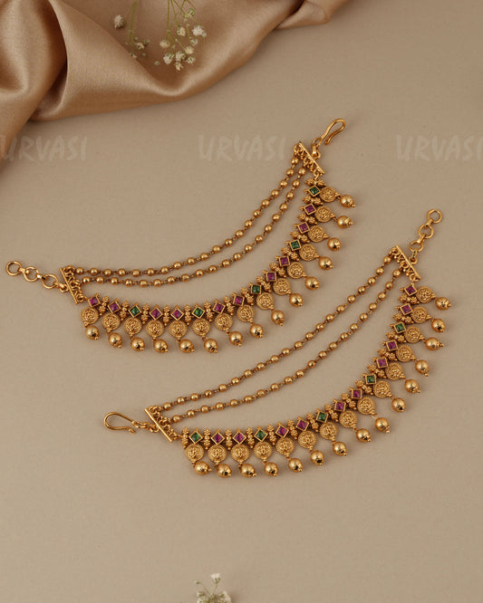 Gold-Toned Three-Layer Kaasu Ear Chain EC 108