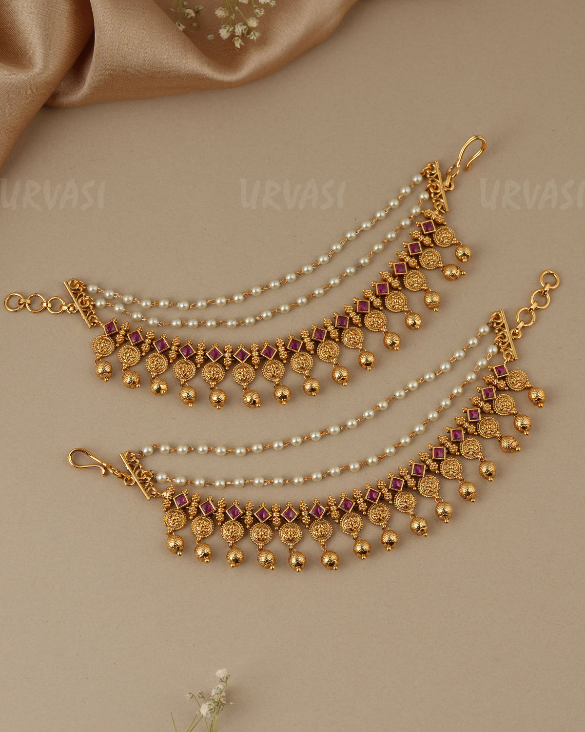 Gold-Toned Three-Layer Kaasu Ear Chain EC 108