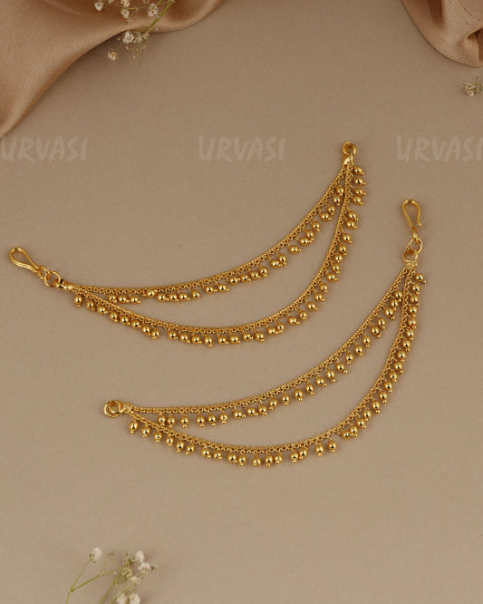 Two Layer Gold Beads Ear Chain EC 124