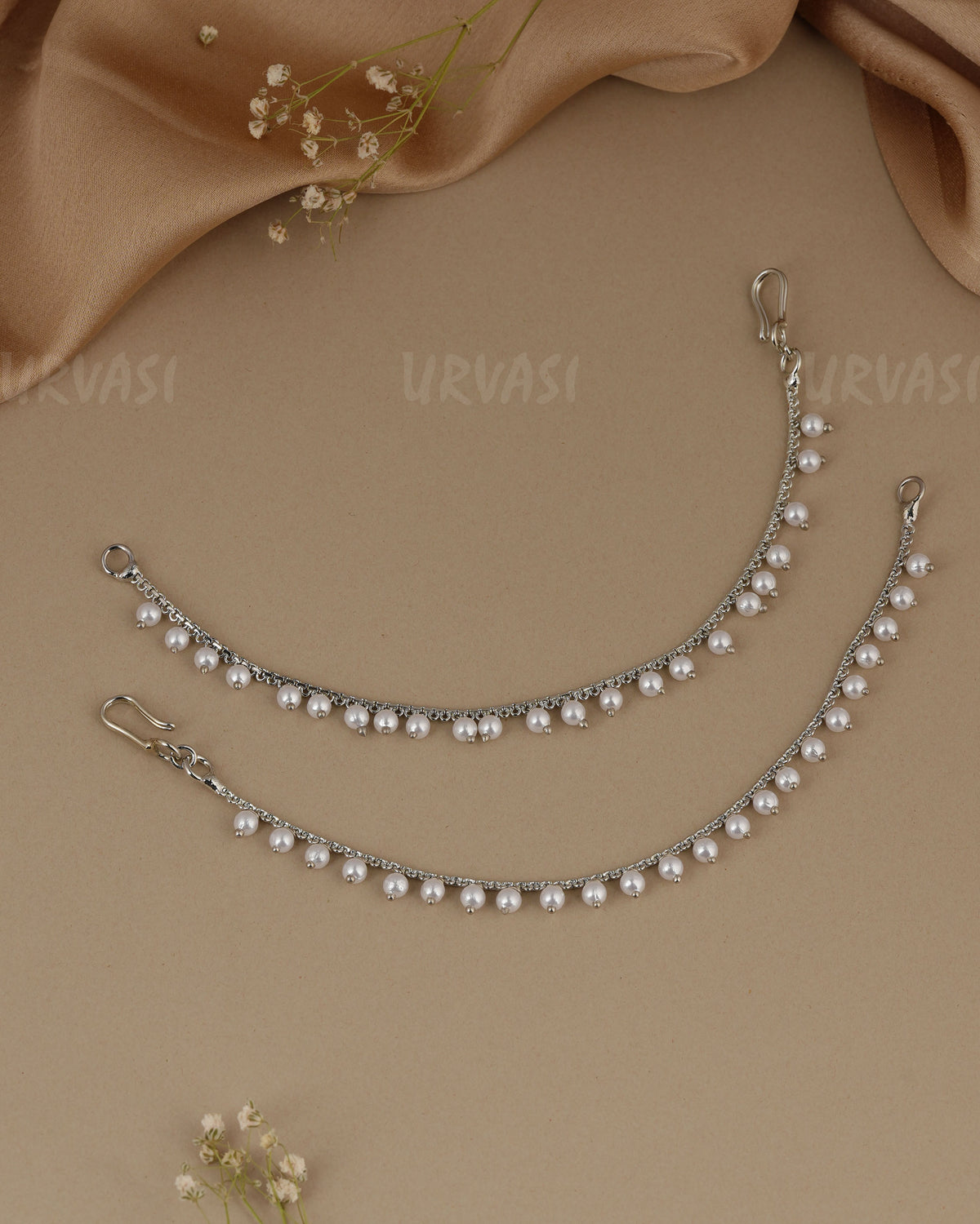 One Layer Silver Pearl Ear Chain EC 123