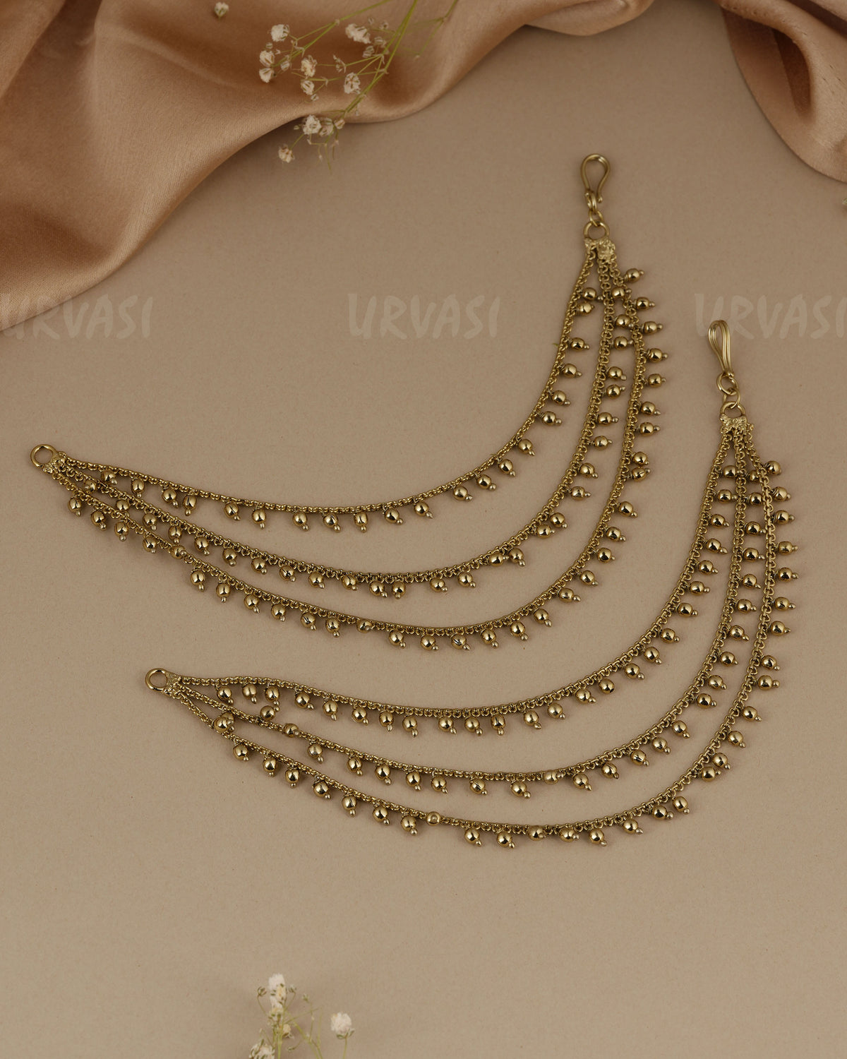 Three Layer Mehendi Beads Ear Chain EC 122