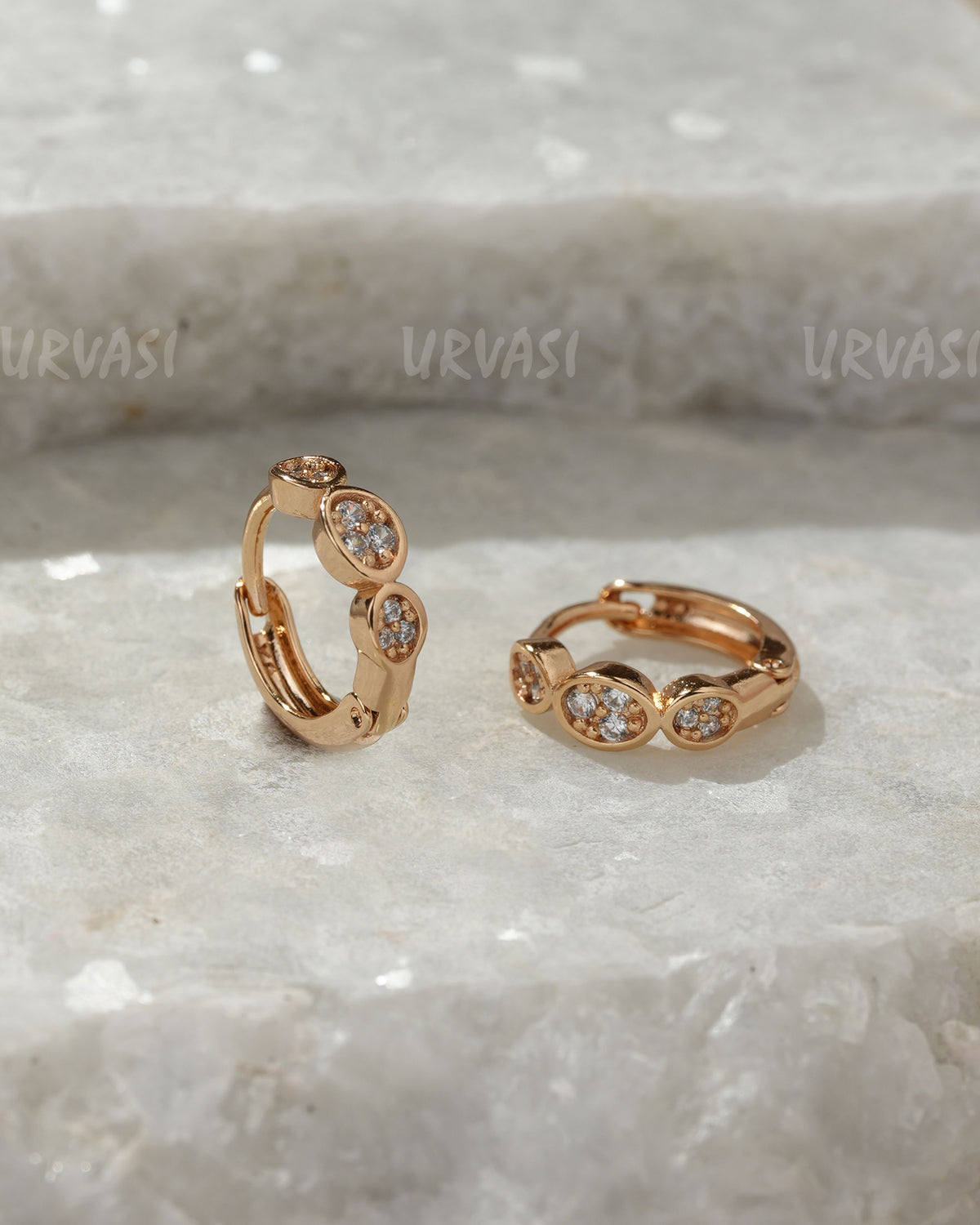 18K-Gold Plated Cubic Zirconia Hoop Earrings (AD) ER 1370