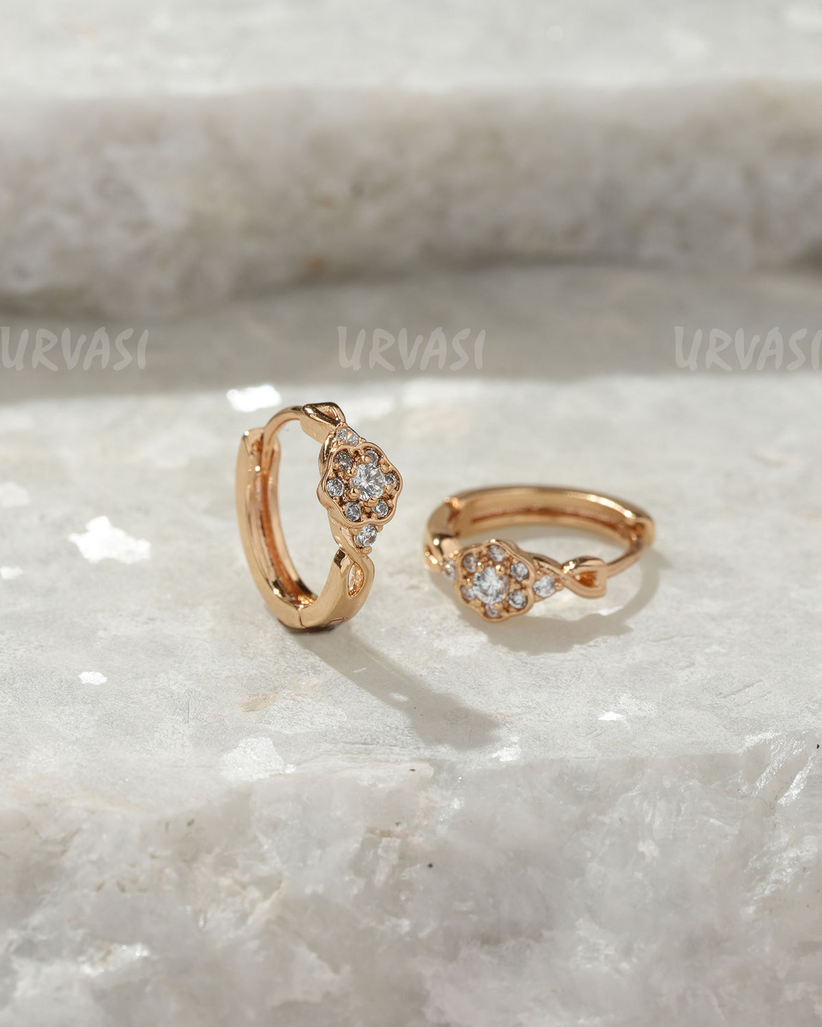 18K-Gold Plated  Cubic Zirconia  Hoop Earring (AD) ER 1385