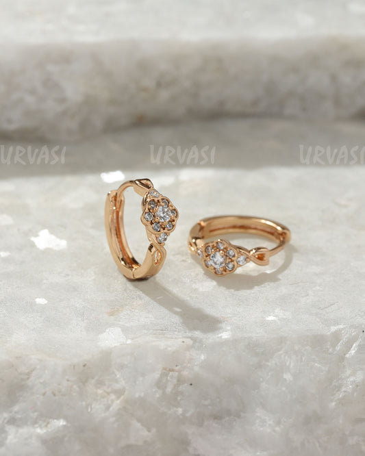 18K-Gold Plated  Cubic Zirconia  Hoop Earring (AD) ER 1385