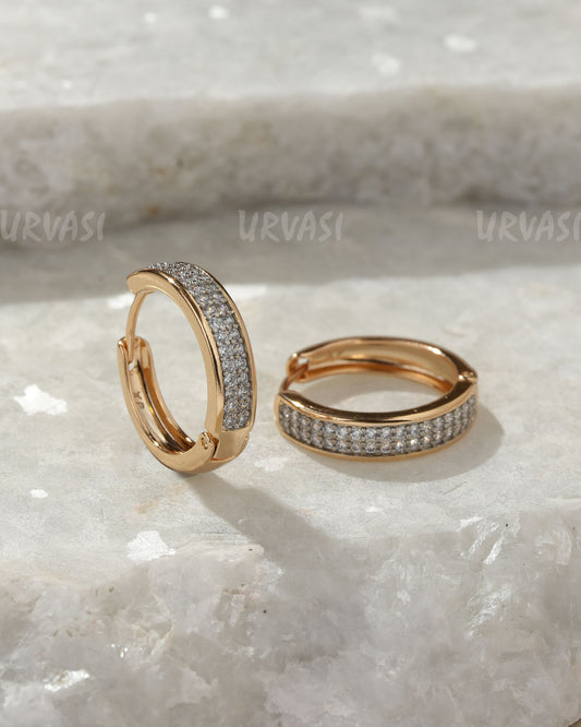 18K Gold Plated  Cubic Zirconia Hoop Earrings (AD) ER 1383