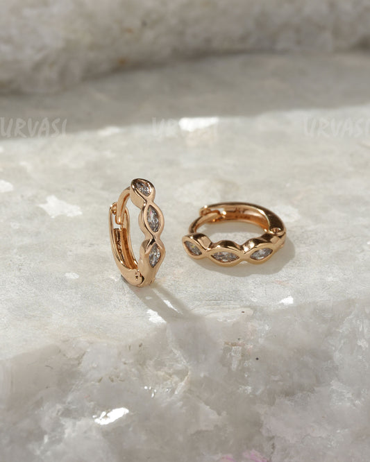 18K-Gold Plated Marquise Cubic Zirconia Hoop Earrings ER 1349