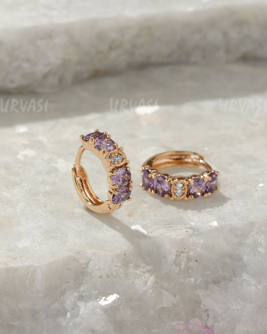 Rose-Gold Polish  Oval-Cut Hoop Earring ER 1391
