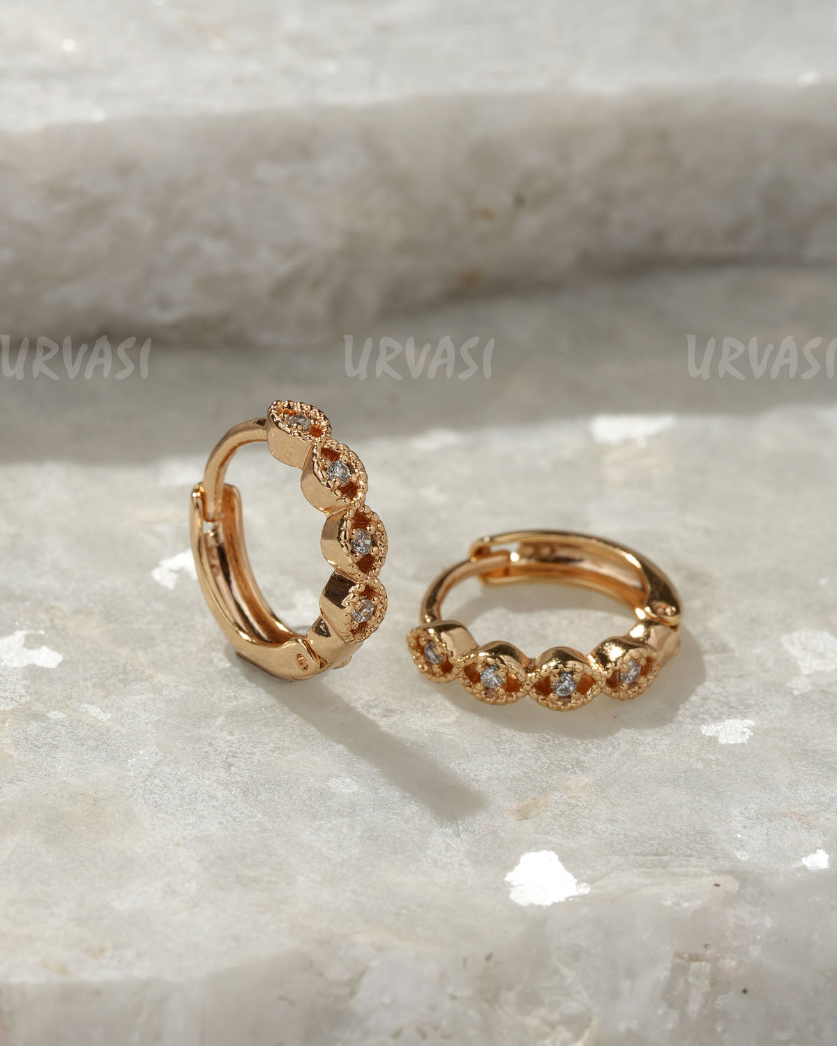 18K Gold Plated  Cubic Zirconia Hoop Earrings (AD) ER 1378