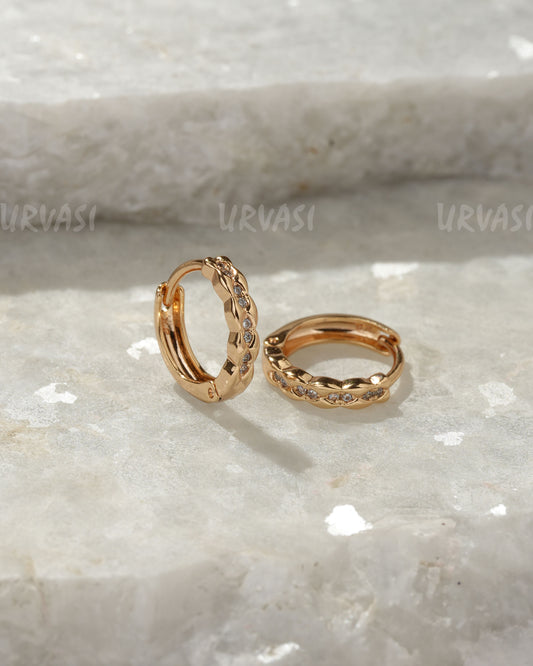 18K-Gold Plated Cubic Zirconia Hoop Earrings (AD) ER 1398