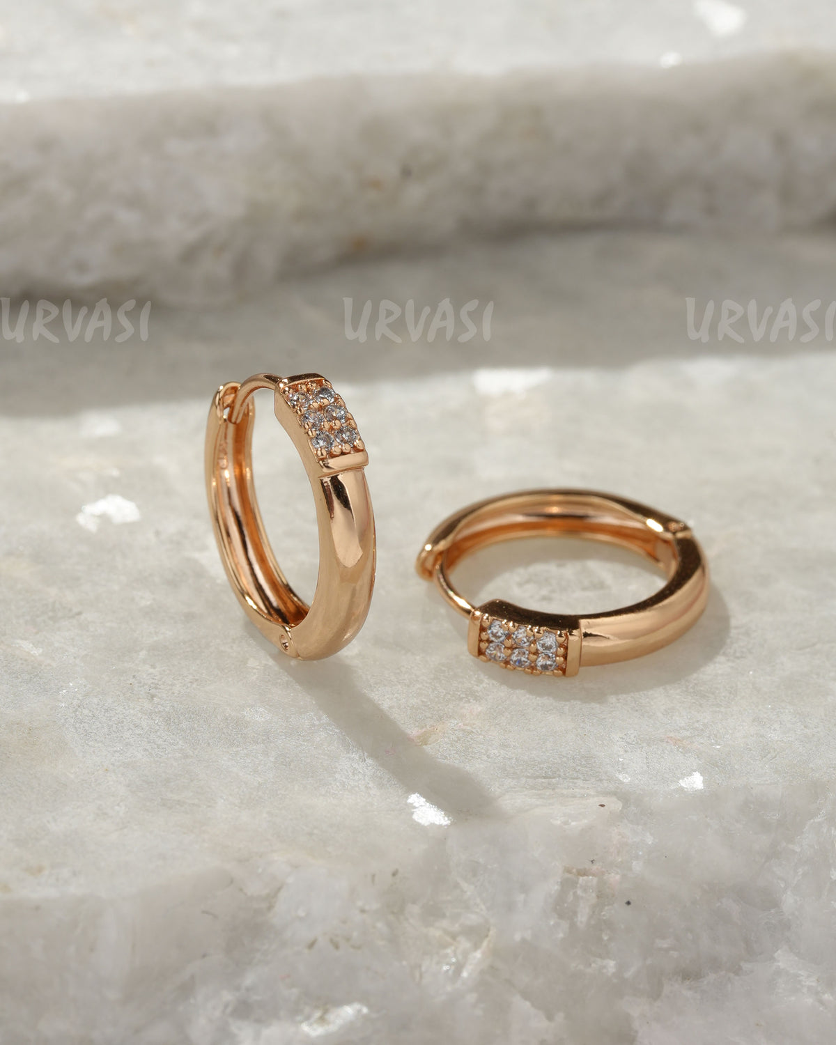18K-Gold Plated Cubic Zirconia Hoop Earrings (AD) ER 1390