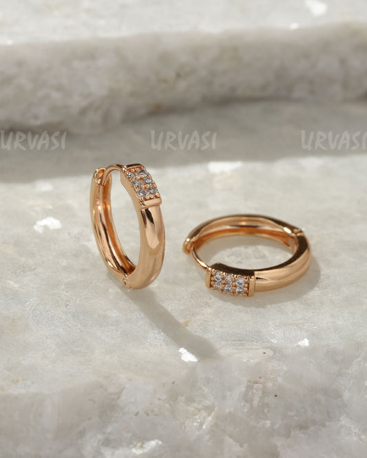 18K-Gold Plated Cubic Zirconia Hoop Earrings (AD) ER 1390