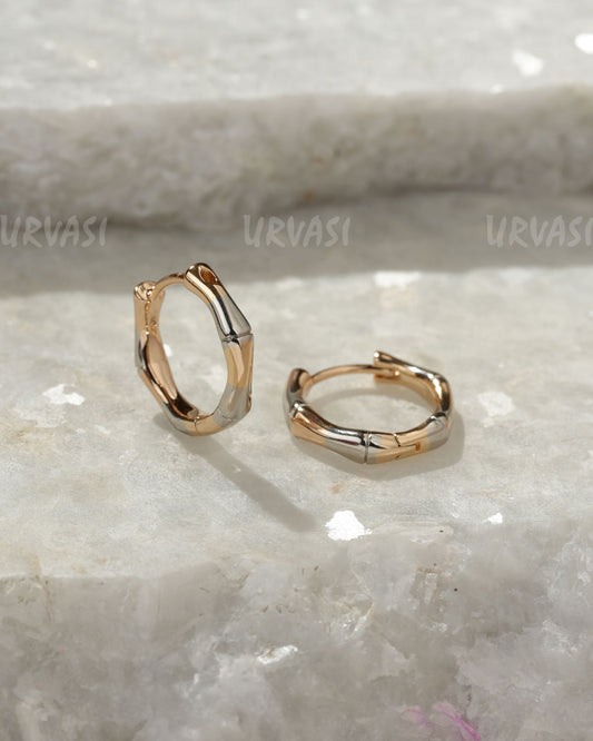 Gold-Rhodium Polish Hoop Earrings ER 1394