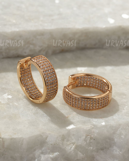 18K-Gold Plated Pave Hoop Earrings (AD) ER 1409