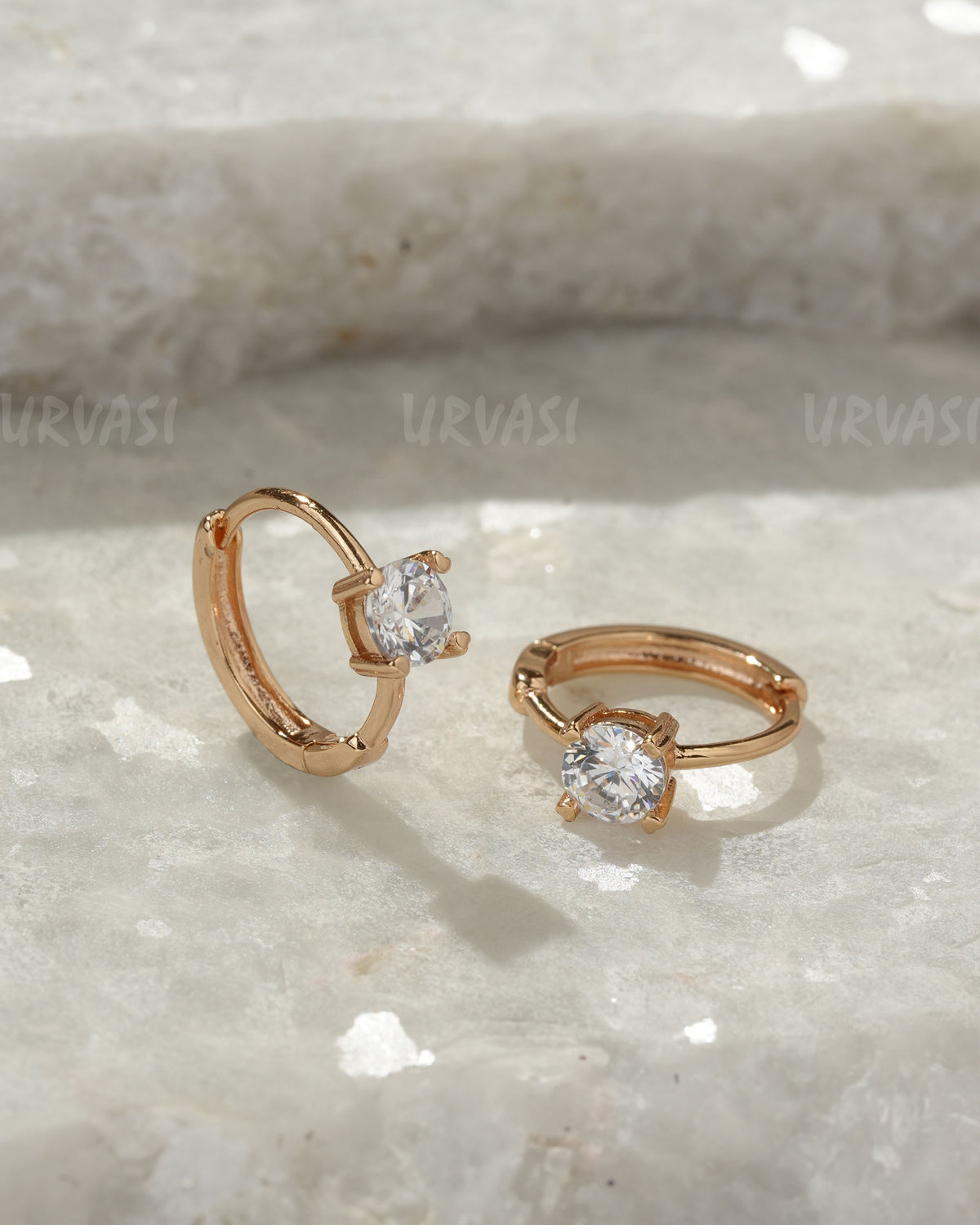 18K-Gold Plated Cubic Zirconia Hoop Earrings (AD) ER 1389