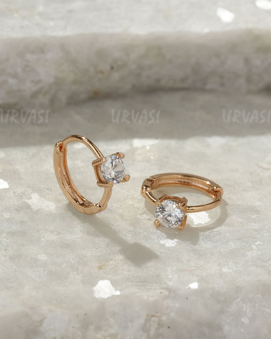 18K-Gold Plated Cubic Zirconia Hoop Earrings (AD) ER 1389