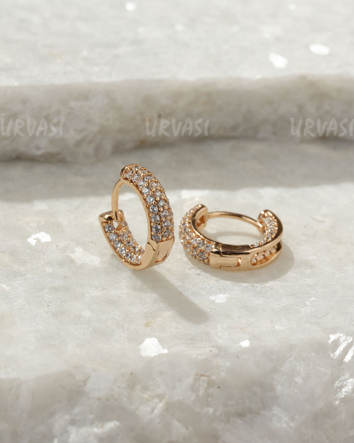 18K-Gold Plated Cubic Zirconia Micro  Pavé Hoop Earrings (AD) ER 1379