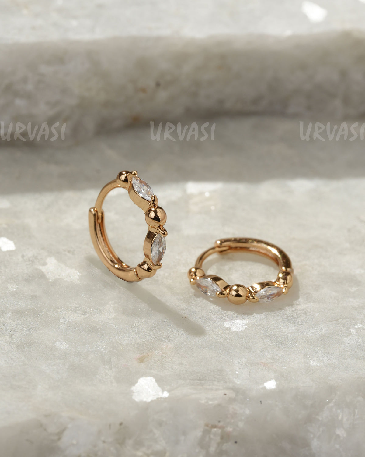 18K-Gold Plated Marquise Crystal  Hoop Earrings (AD) ER 1369