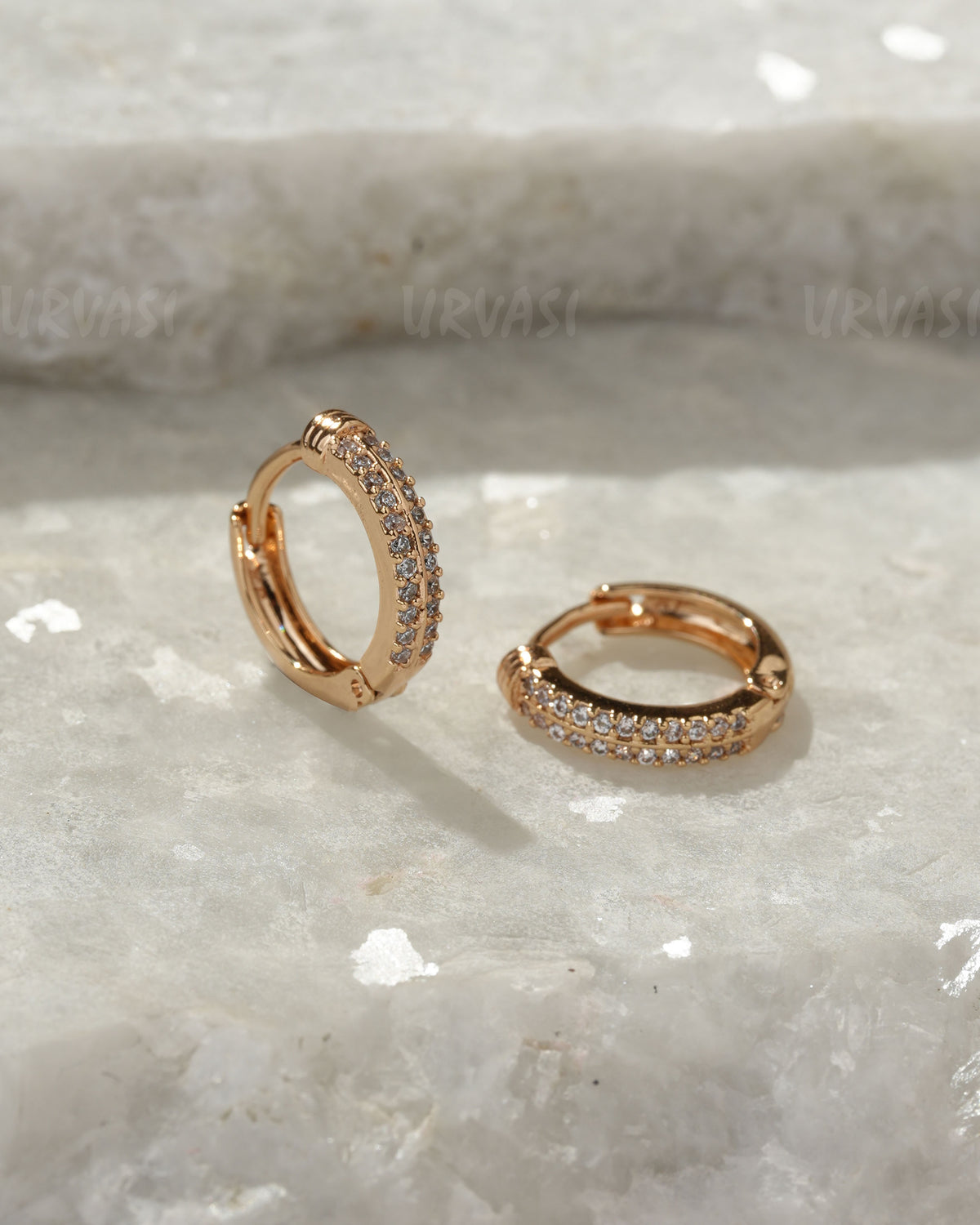 18K-Gold Plated Cubic Zirconia Micro Pavé Hoop Earrings (AD) ER 1406