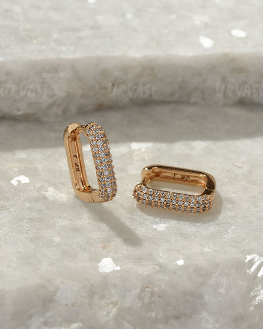 18K-Gold Polish Square Shaped Hoop Earrings ER 1346