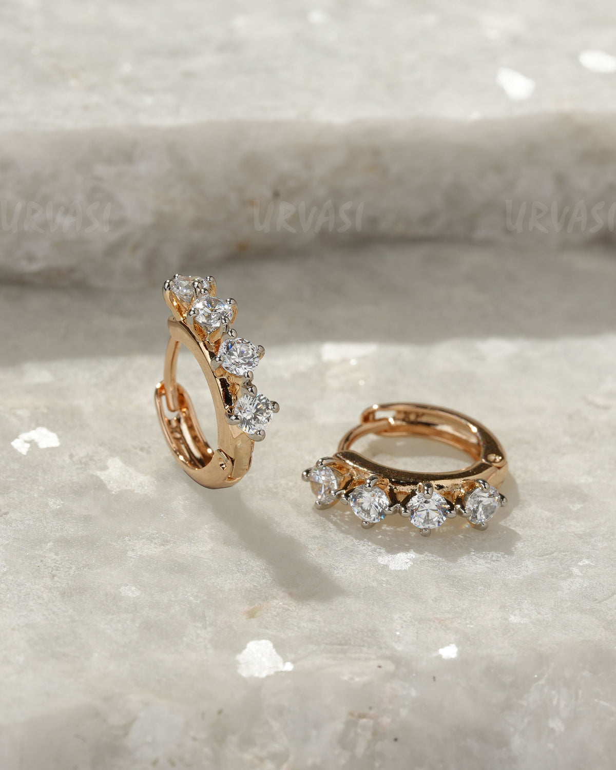 18K Gold  Plated Cubic Zirconia Hoop Earrings (AD) ER 1384