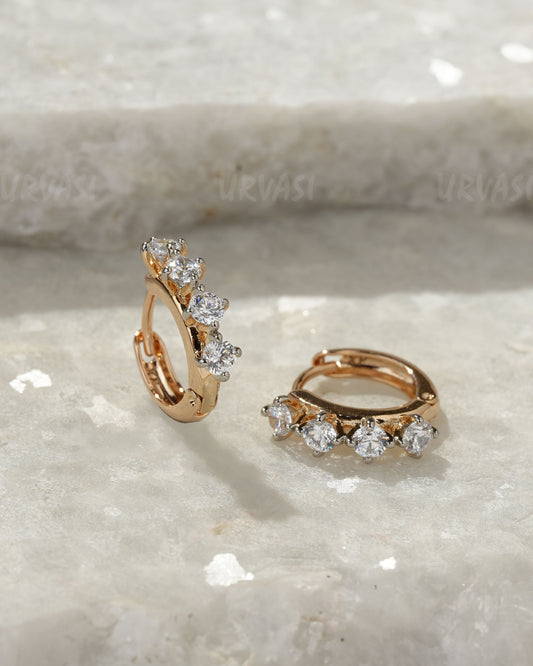 18K Gold  Plated Cubic Zirconia Hoop Earrings (AD) ER 1384