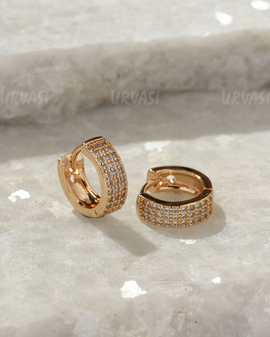 18K-Gold Plated Cubic Zirconia Micro-Pavé Hoop Earring (AD) ER 1407