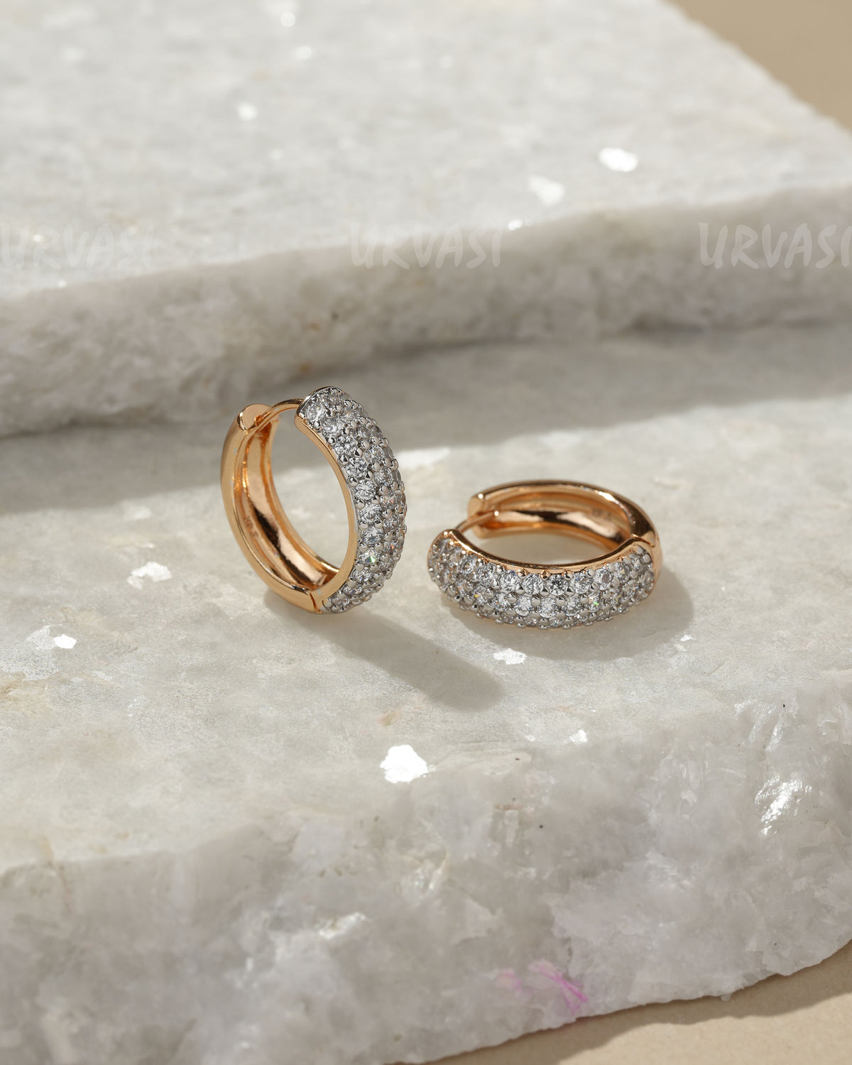 18K-Gold Plated Cubic Zirconia  Micro-Pavé Hoop Earring (AD)  ER  1372