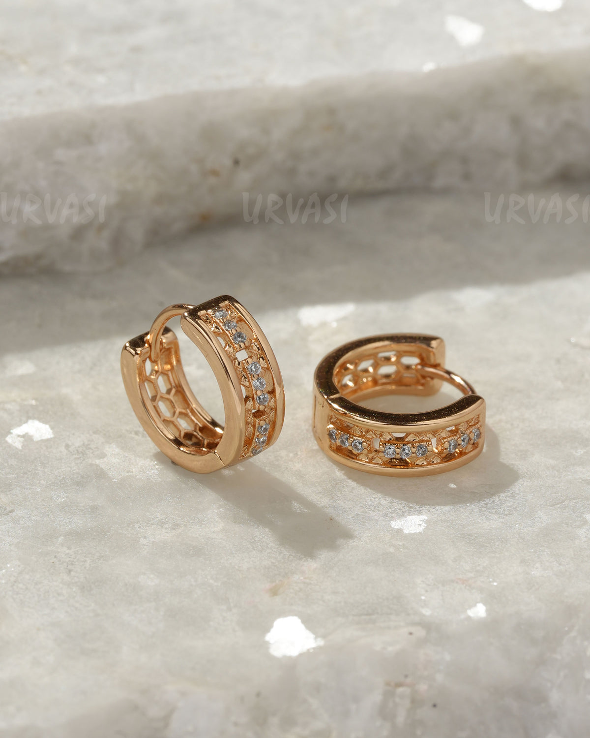 18K-Gold Plated Micro-Pave Cubic Zirconia Hoop  Earring ER 1348