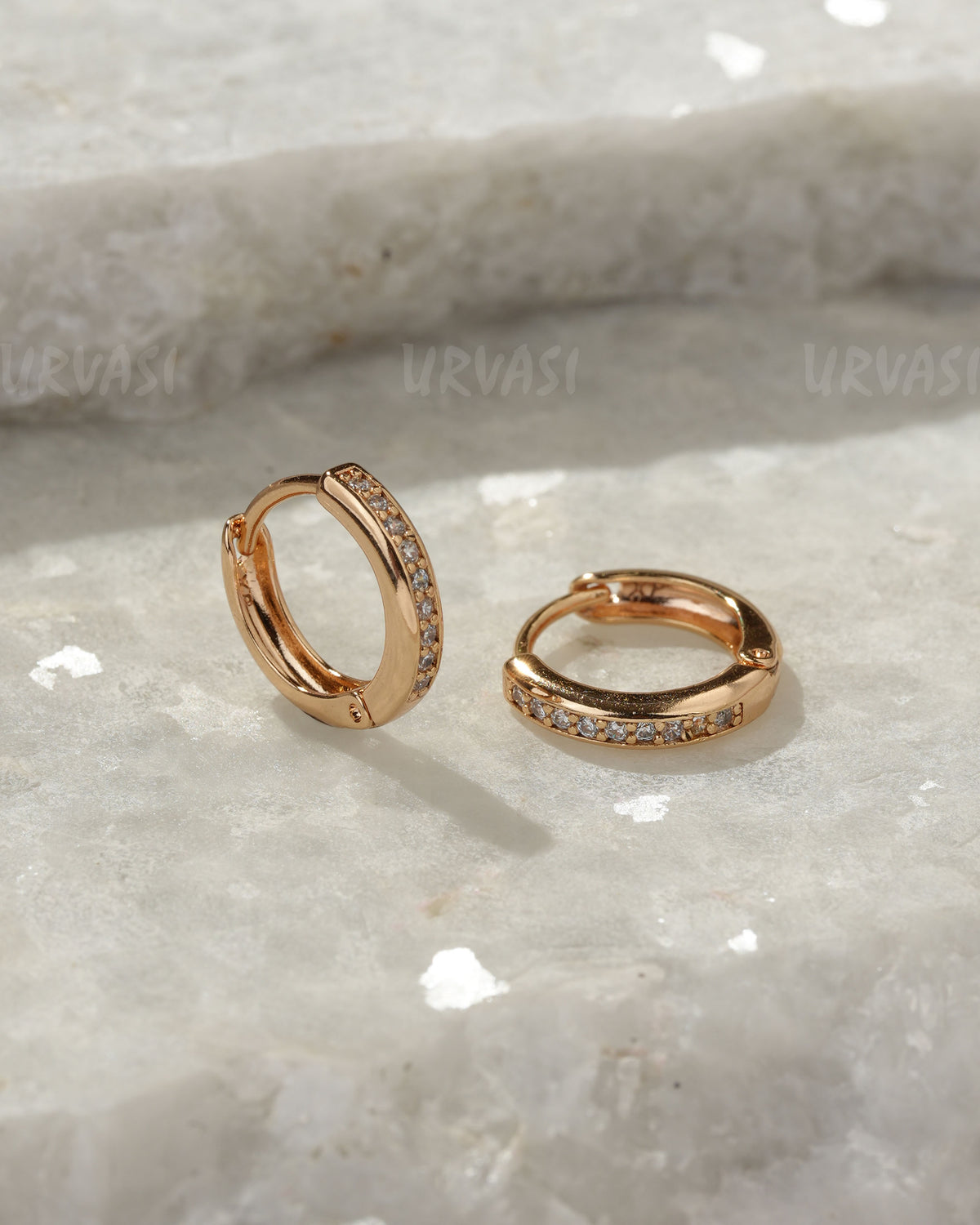 18K-Gold Plated  Cubic Zirconia Hoop Earrings (AD) ER 1381