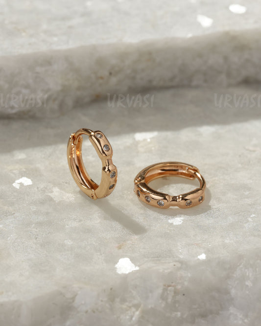 18K-Gold Plated Cubic Zirconia Hoop Earring (AD) ER 1408