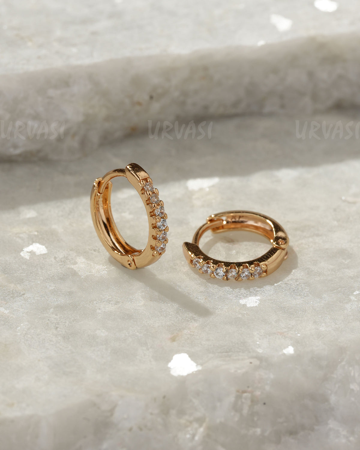 18K-Gold Plated Cubic Zirconia Hoop Earrings (AD) ER 1395