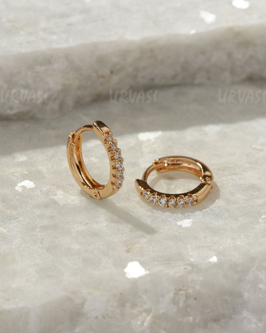 18K-Gold Plated Cubic Zirconia Hoop Earrings (AD) ER 1395