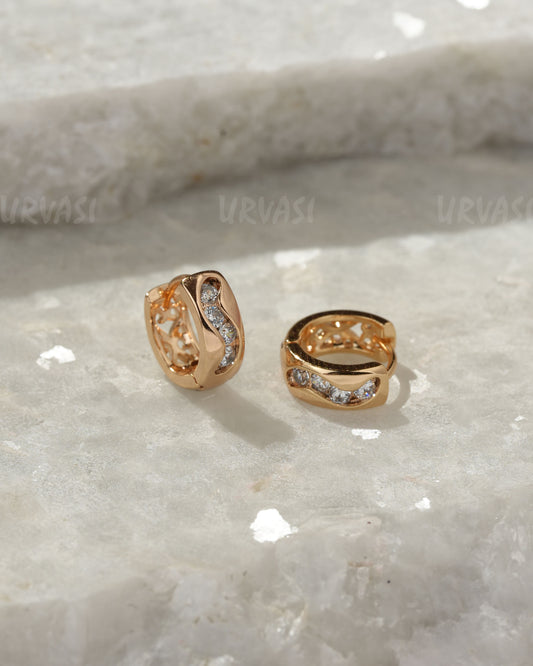 18K Gold Plated Cubic Zirconia Hoop Earrings (AD) ER 1392