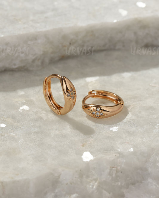 18K-Gold Plated Chunky Star Hoop Earring (AD) ER 1376