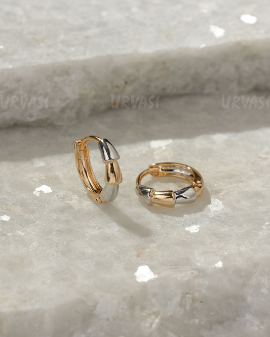Gold-Rhodium Polish Hoop Earring ER  1393