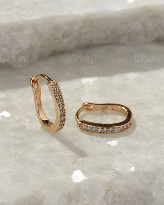 18K-Gold Plated  Cubic Zirconia Hoop Earrings (AD) ER 1380