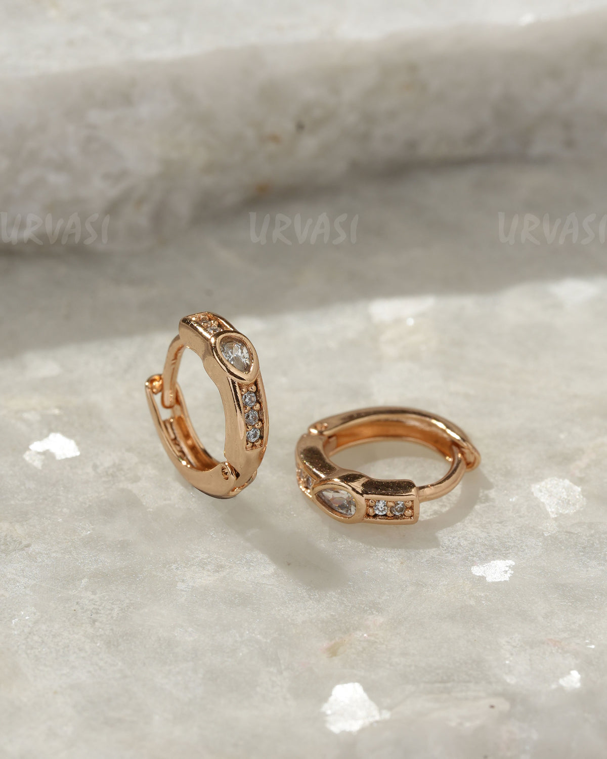 18K-Gold Plated Cubic Zirconia Hoop Earrings (AD) ER 1387
