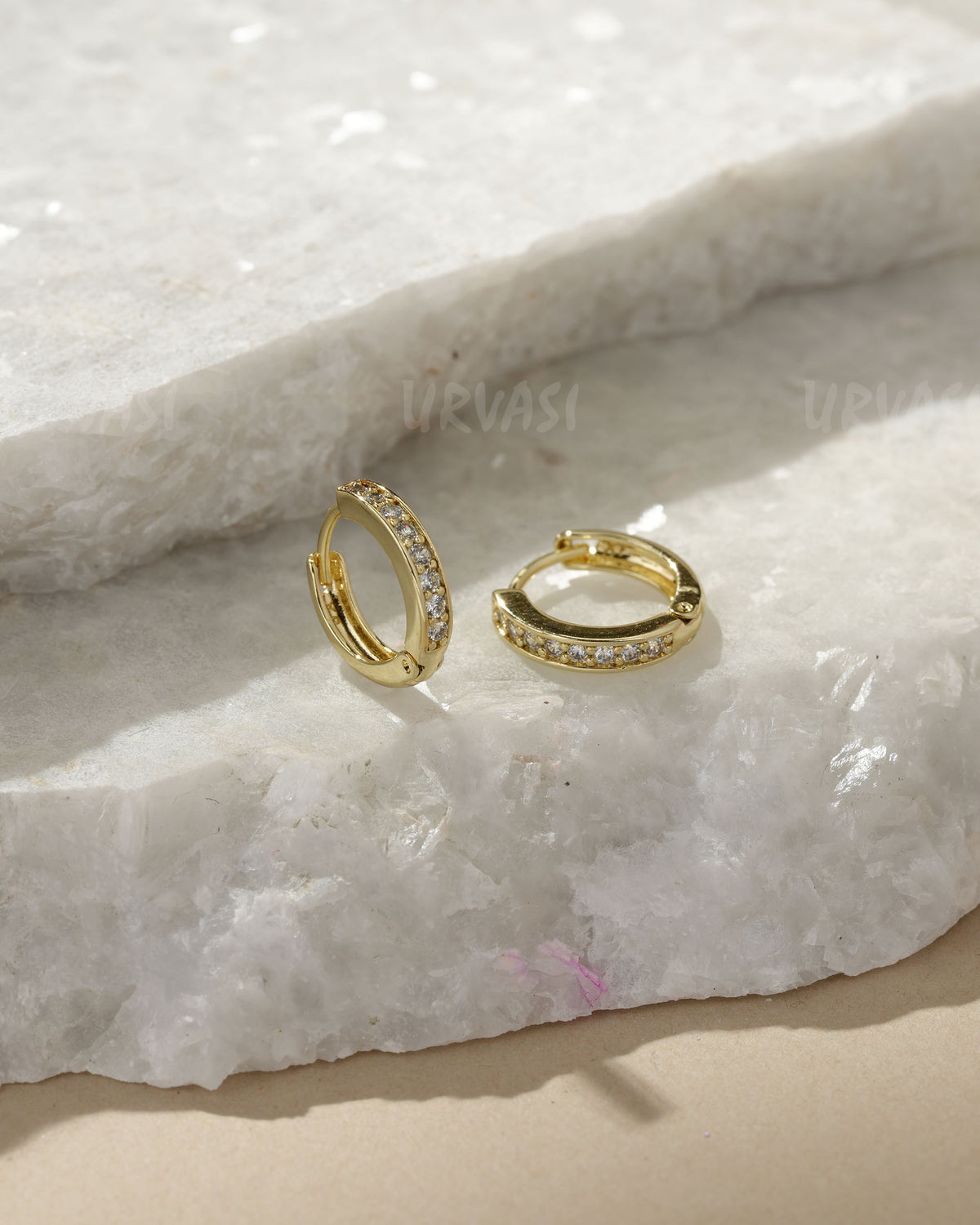 Gold-Plated Cubic Zirconia Hoop Earrings ER 1415