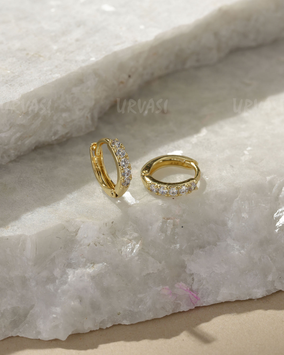 Gold Plated Cubic Zirconia Hoop Earrings ER 1434
