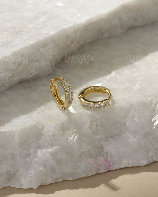 Gold Plated Cubic Zirconia Hoop Earrings ER 1434